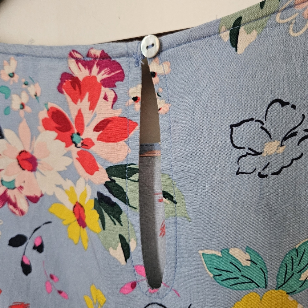 beachlunchlounge Floral Blue Shift Dress Belt Mini Short Sleeve Casual Large - Picture 9 of 13
